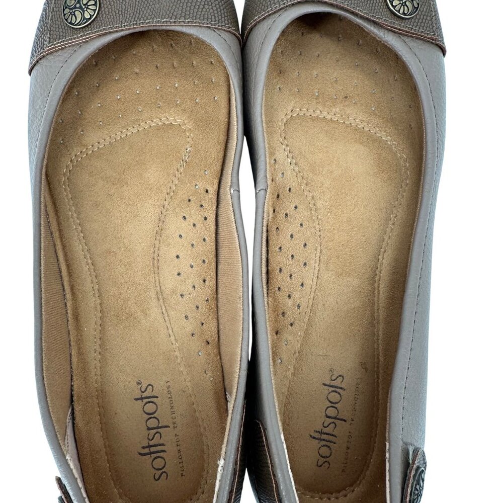 Softspots Womens Taupe Cushioned Insoles Leather Flats 9.5M - Picture 7 of 10